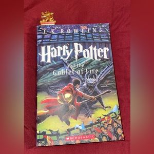 Harry Potter and the Goblet of Fire book with Gryffindor bookmark
